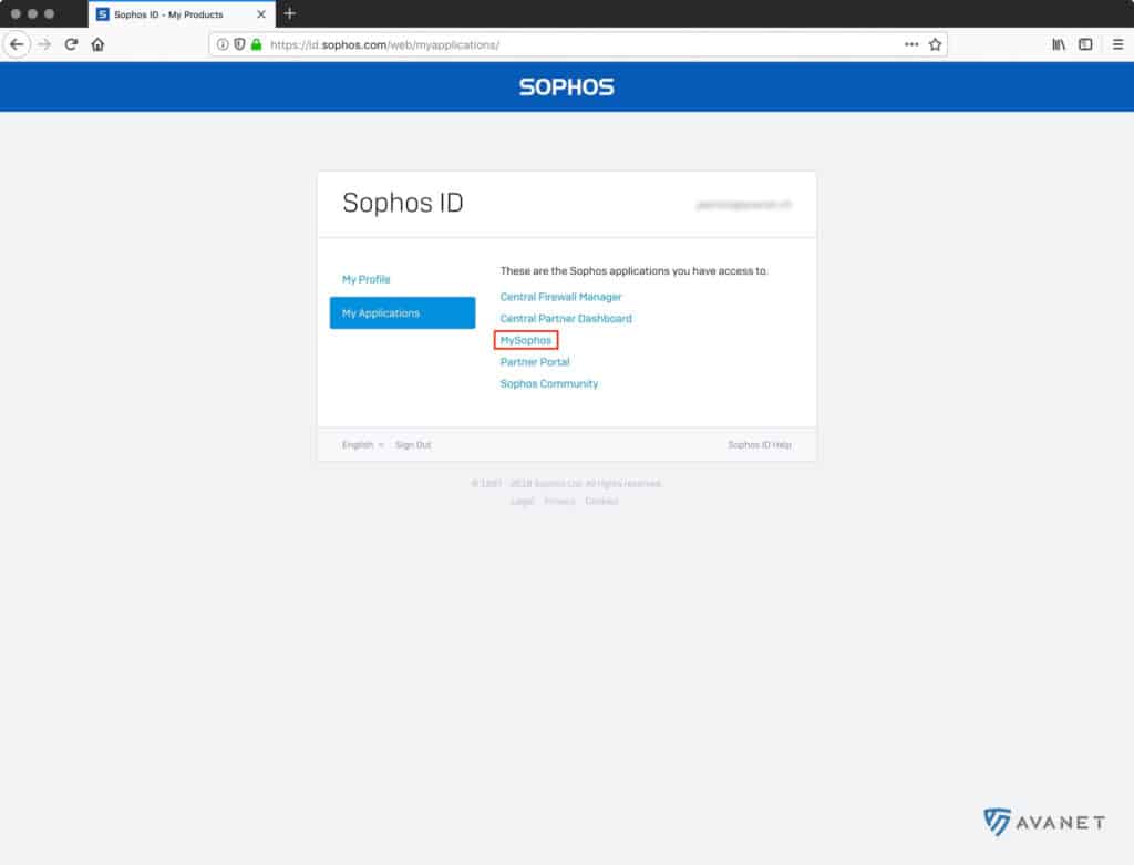 Sophos Account - My Sophos