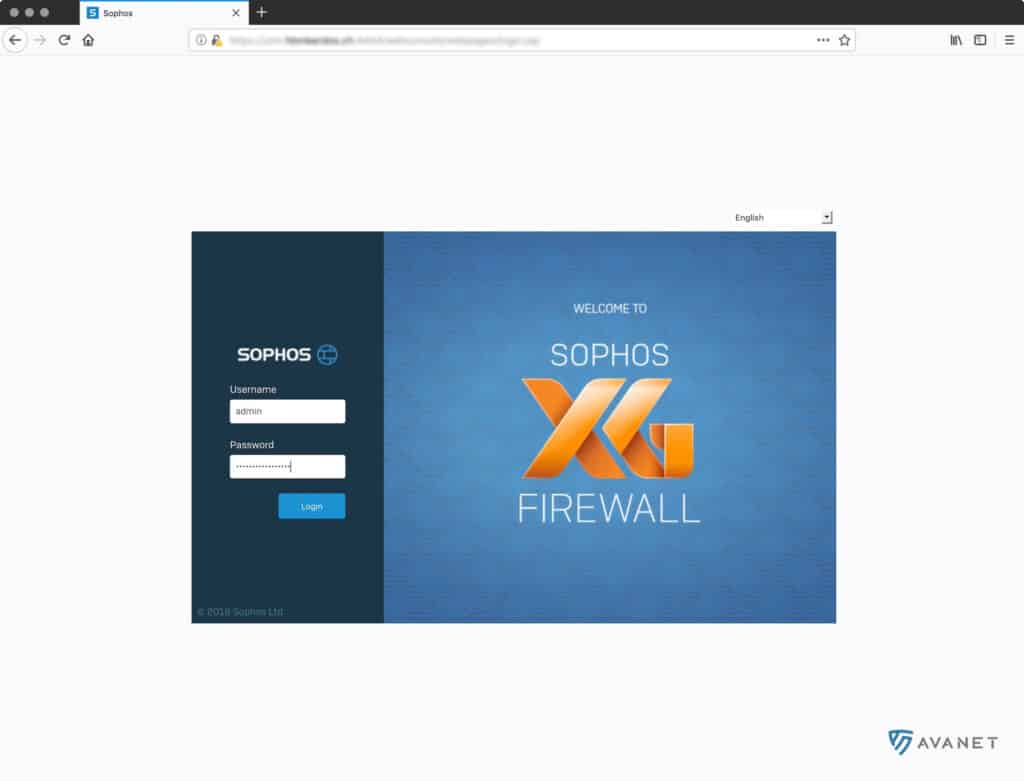 Connexion Sophos Firewall WebAdmin