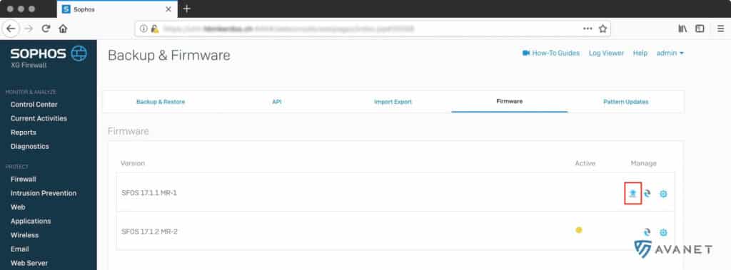 Mise à jour du firmware de Sophos Firewall 