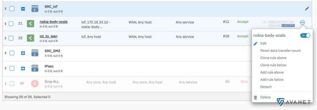 Sophos SFOS v18 firewall rules settings