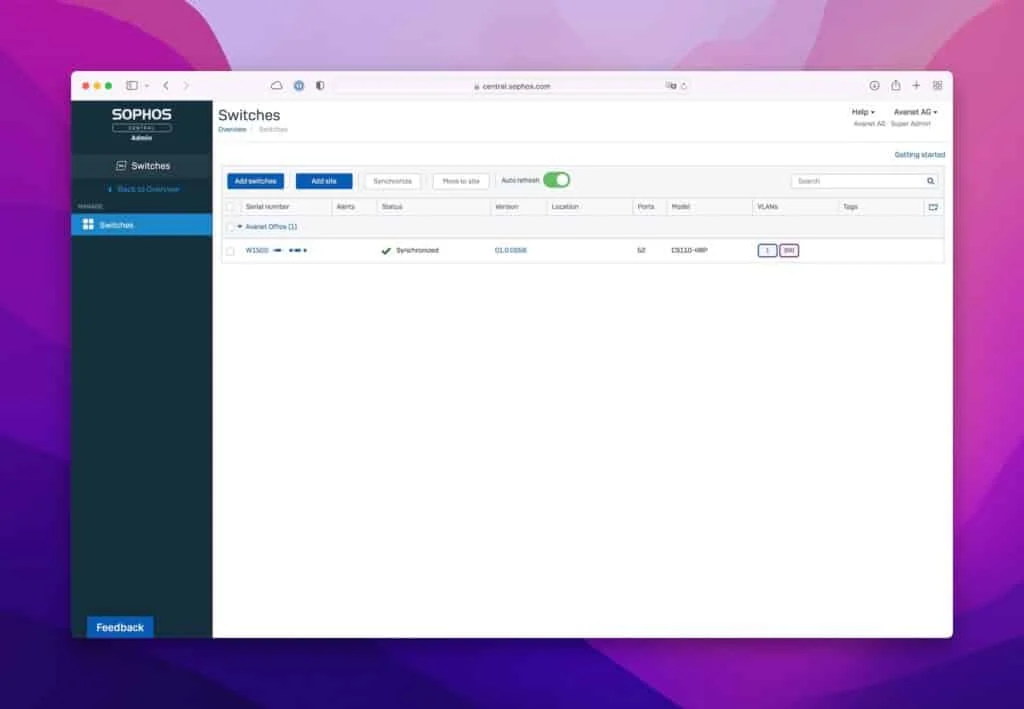 Sophos Switch Central Overview