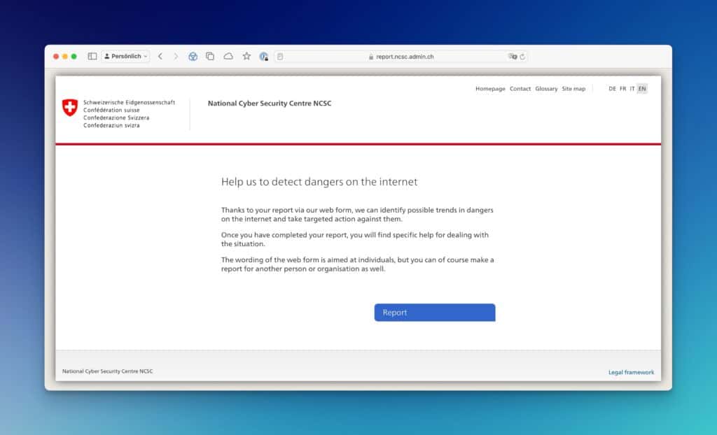 Nationales Zentrum für Cybersicherheit (NCSC) Vorfall melden