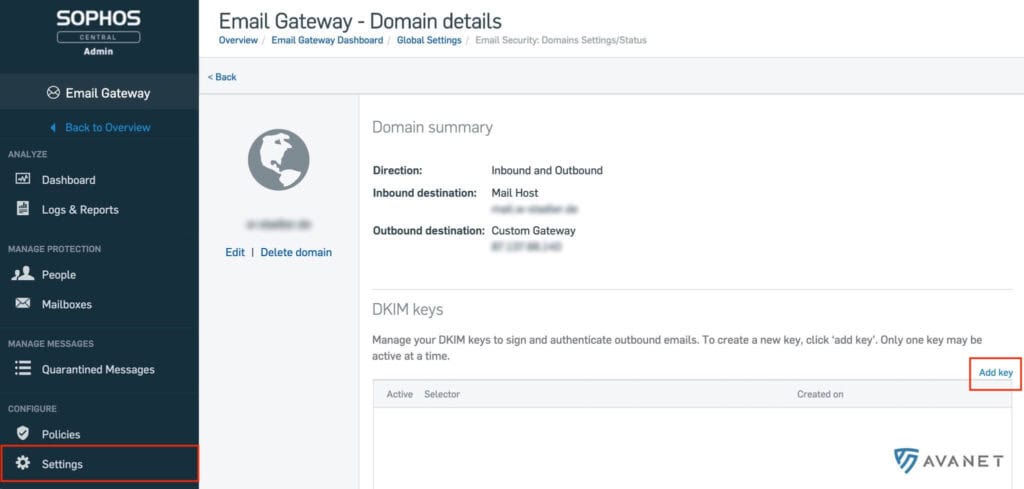 Sophos Central Email Gateway - E-Mail-DKIM-Signierung