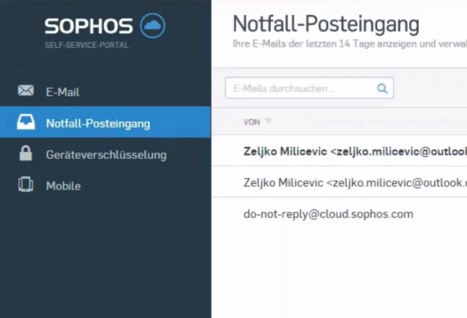 Sophos Central Email Mailbox di emergenza