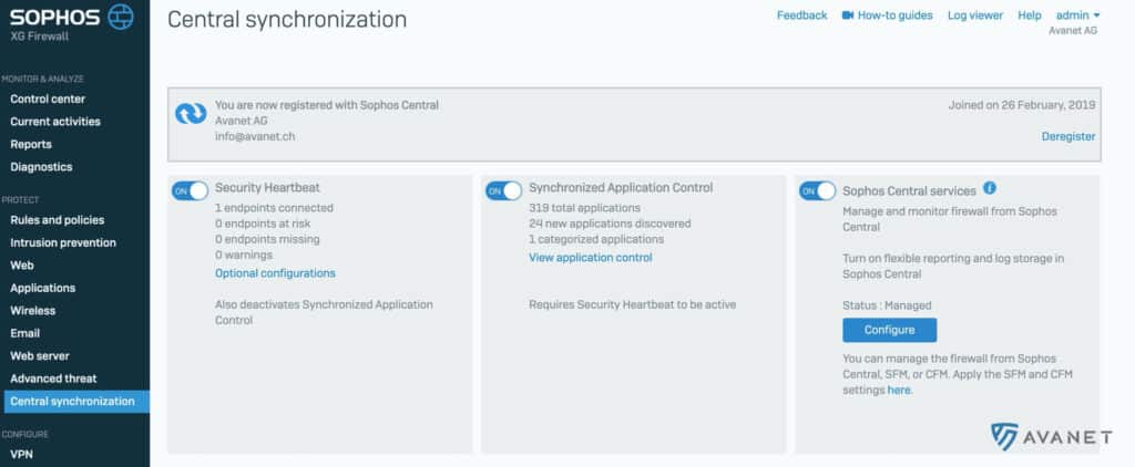 Sophos Central Firewall Management - connect to Central