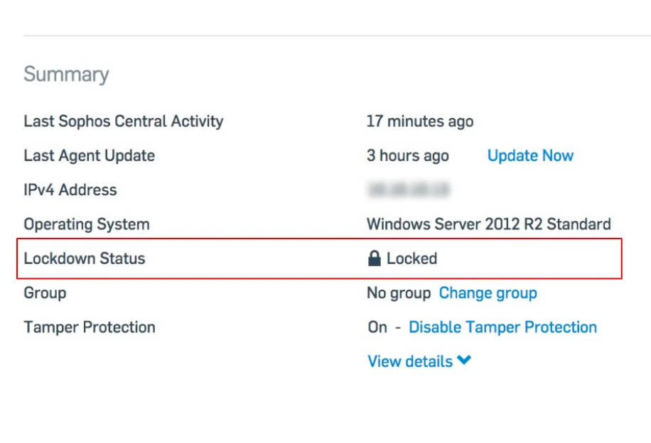 Sophos Central Server Lockdown