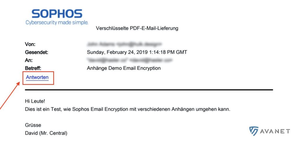 Email Encryption - Antwort Link im PDF