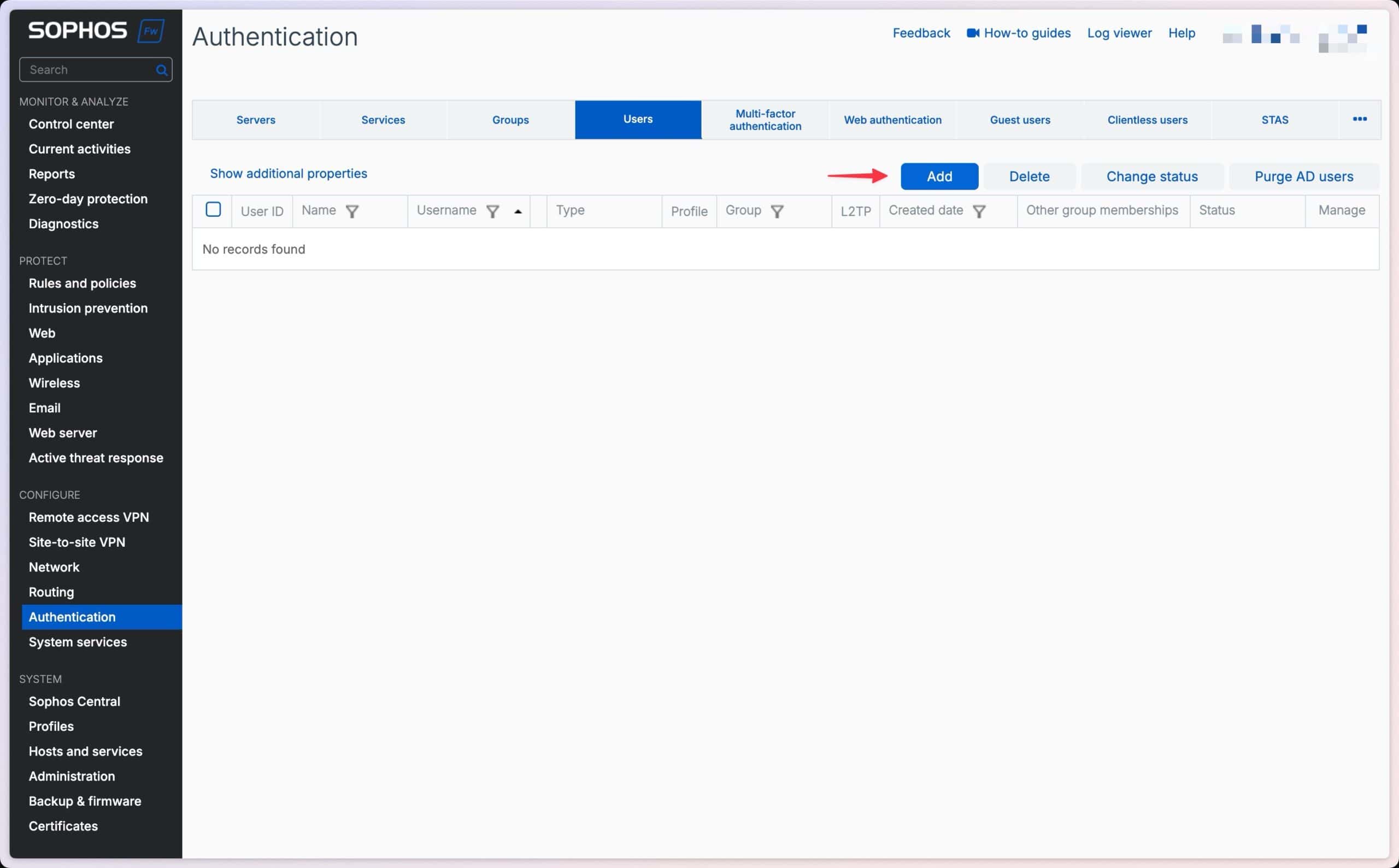 Sophos Firewall - Einen neuen Benutzer hinzufügen