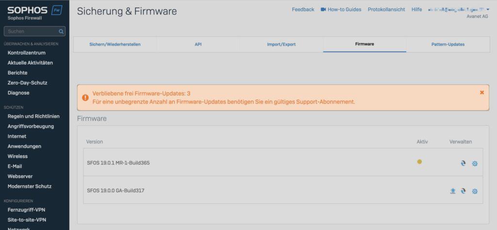 Sophos Firewall Free Firmware Update Counter