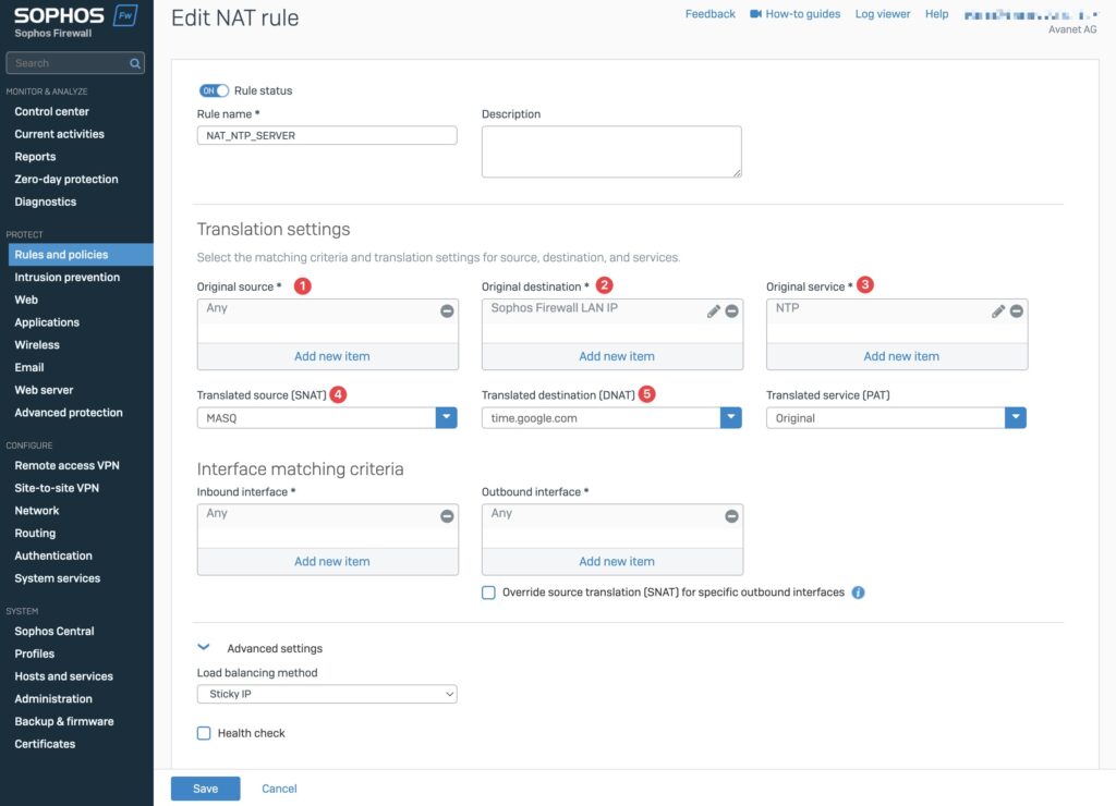 Set up Sophos Firewall as NTP server