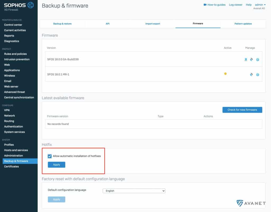 Sophos Firewall OS Hotfix Asnarök Hotfix