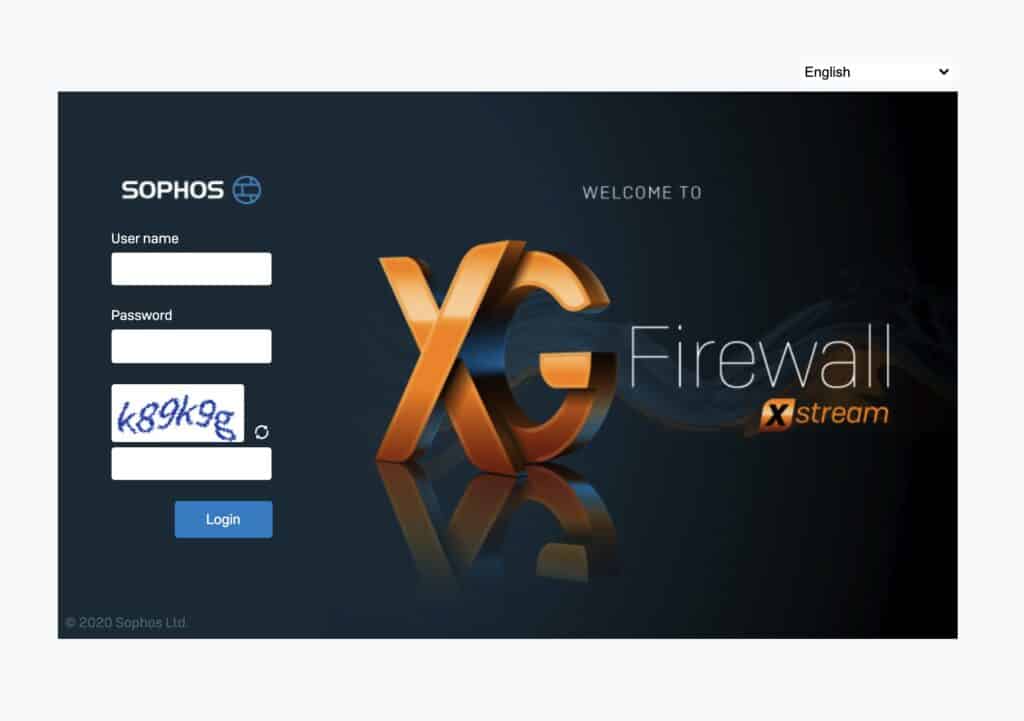 Sophos Firewall WebAdmin login with captcha