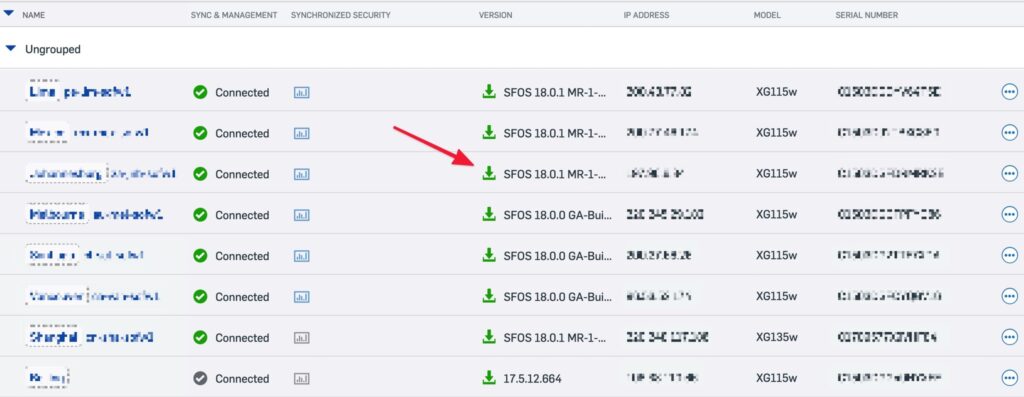 Sophos Central Firewall Manager Update Option