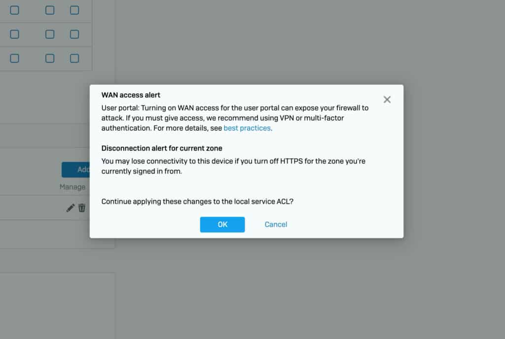 Sophos Firewall - Alerte d'accès aux périphériques WAN