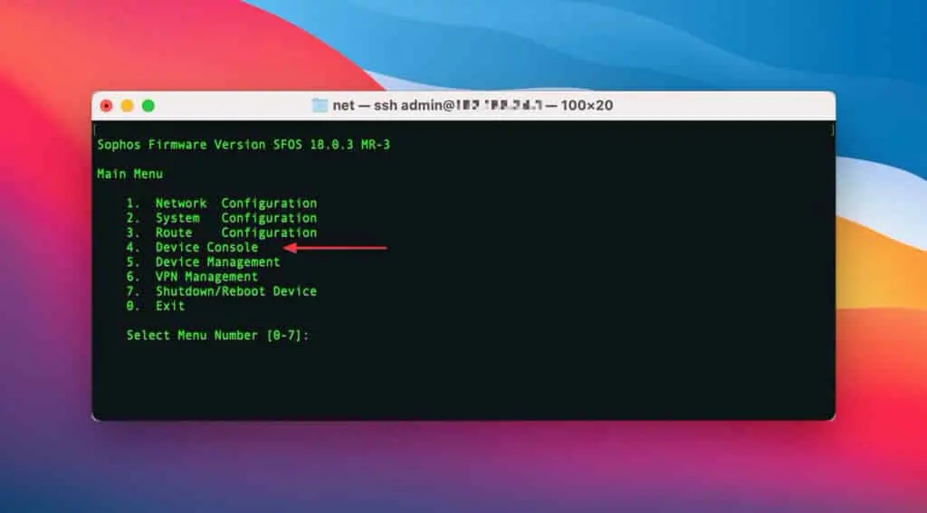 Sophos Firewall SSH - Device Console