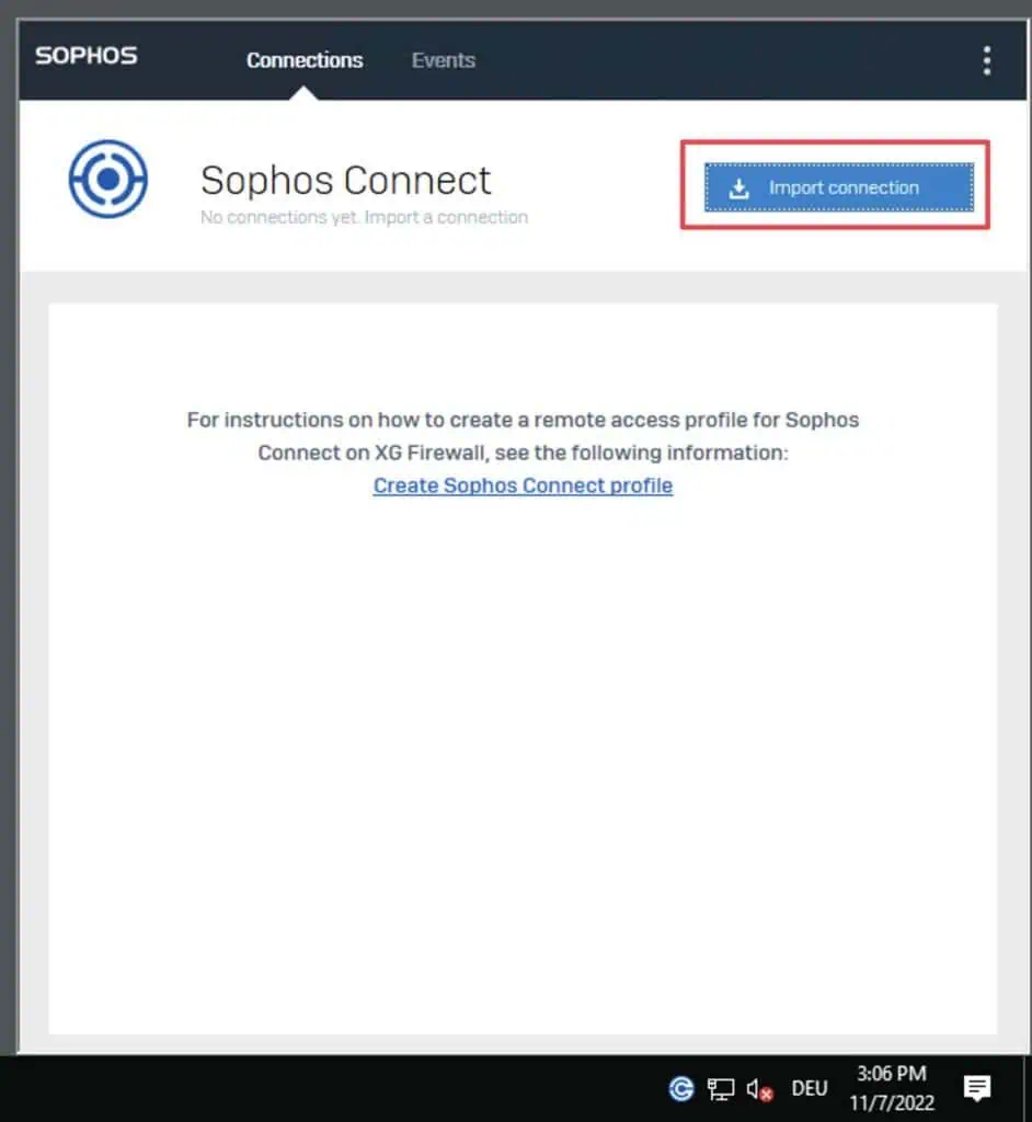 Sophos Connect Client SSL VPN Konfiguration importieren