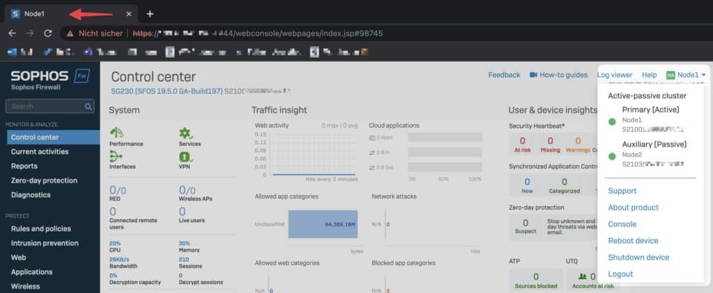 Sophos Firewall 19.5 High Availability Widget