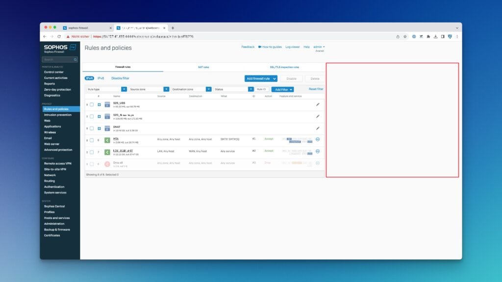 Sophos Firewall v19.5 white space because GUI not optimized