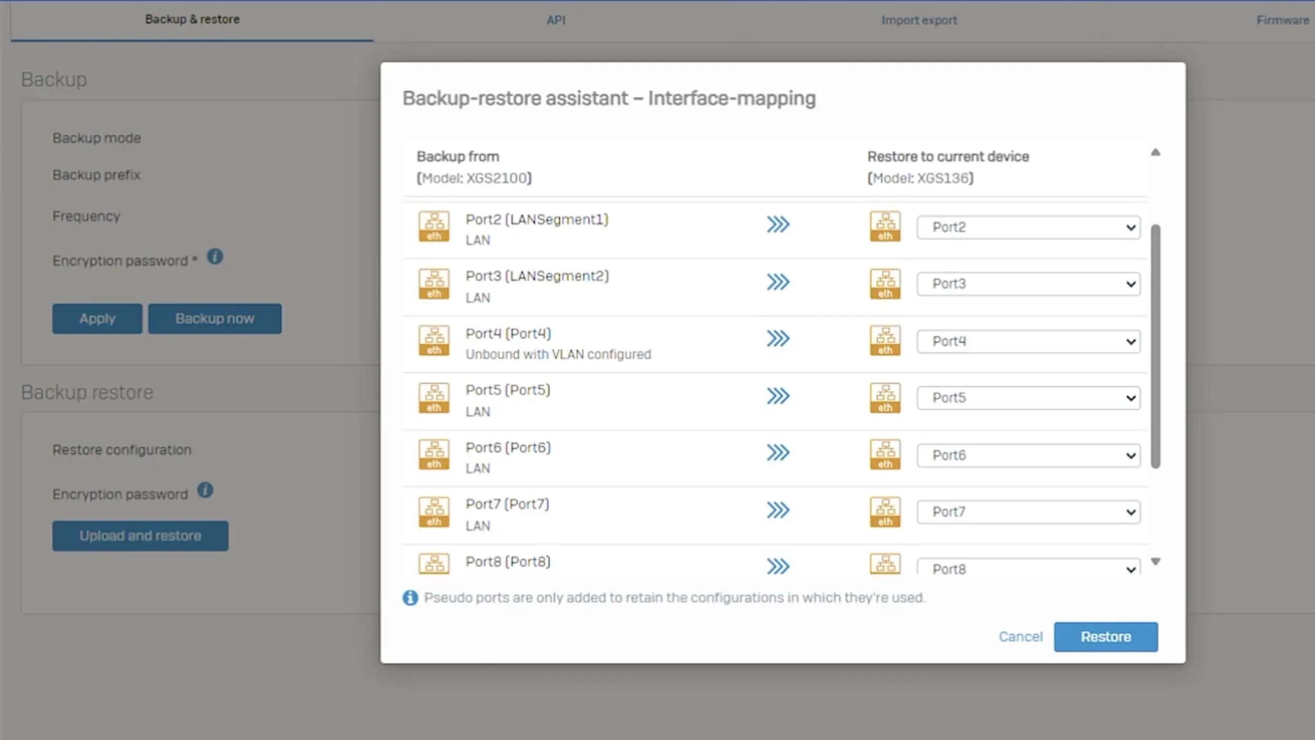 Sophos Firewall v20 MR2 - Backup / Restore Interface mapping