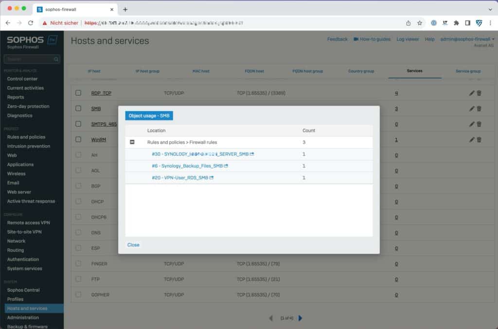 Sophos Firewall v20.0 Object Reference Lookup Services Detail