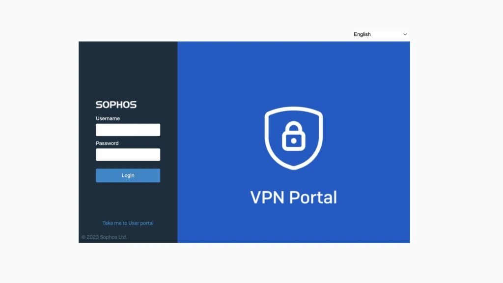 Écran de connexion au portail VPN de Sophos Firewall v20