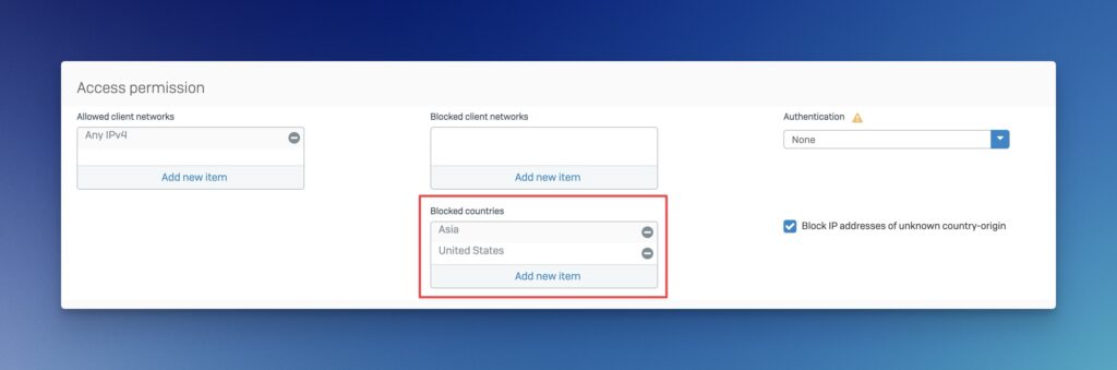 Sophos Firewall v20.0 - WAF Bloqueo de países