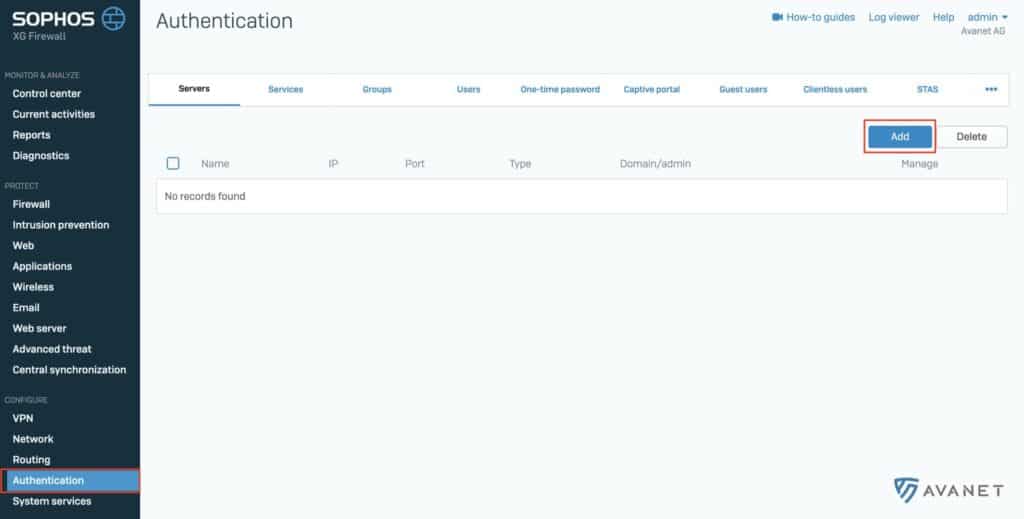 Add Active Directory Server on the Firewall