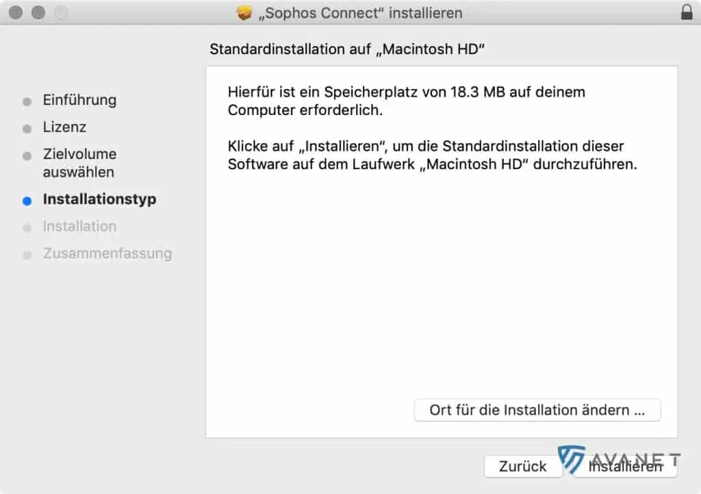 Sophos Connect Client macOS Setup - installieren