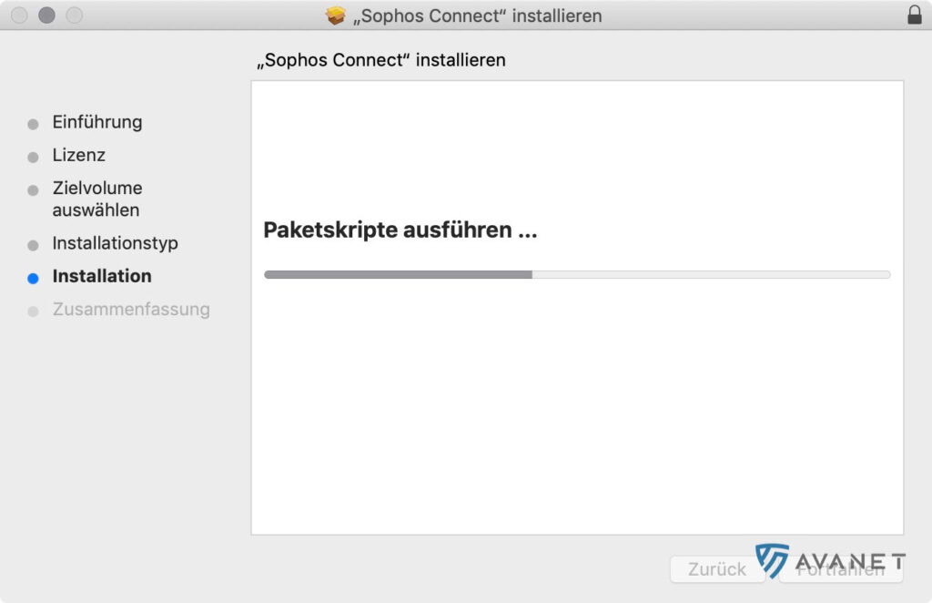 Sophos Connect Client macOS Setup - installation process