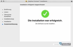 Sophos Connect Client macOS Setup - Installation abgeschlossen