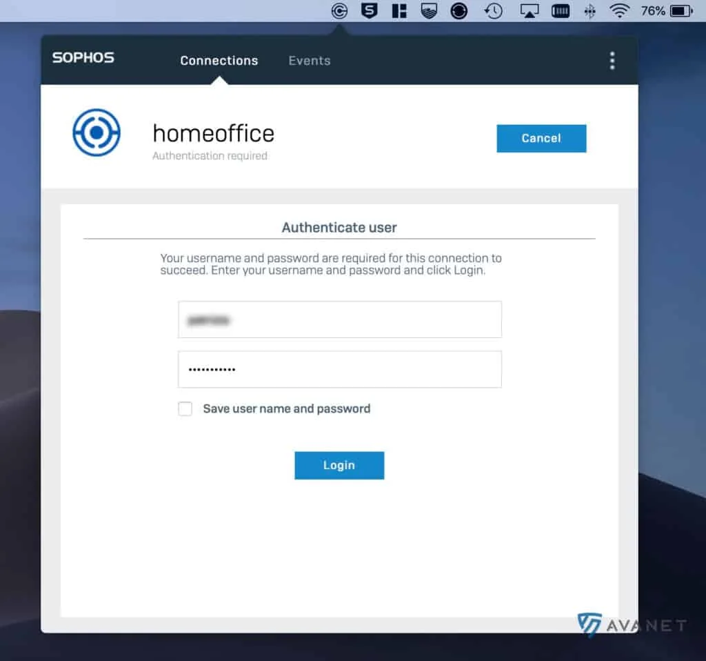 Sophos Connect Client - macOS Login