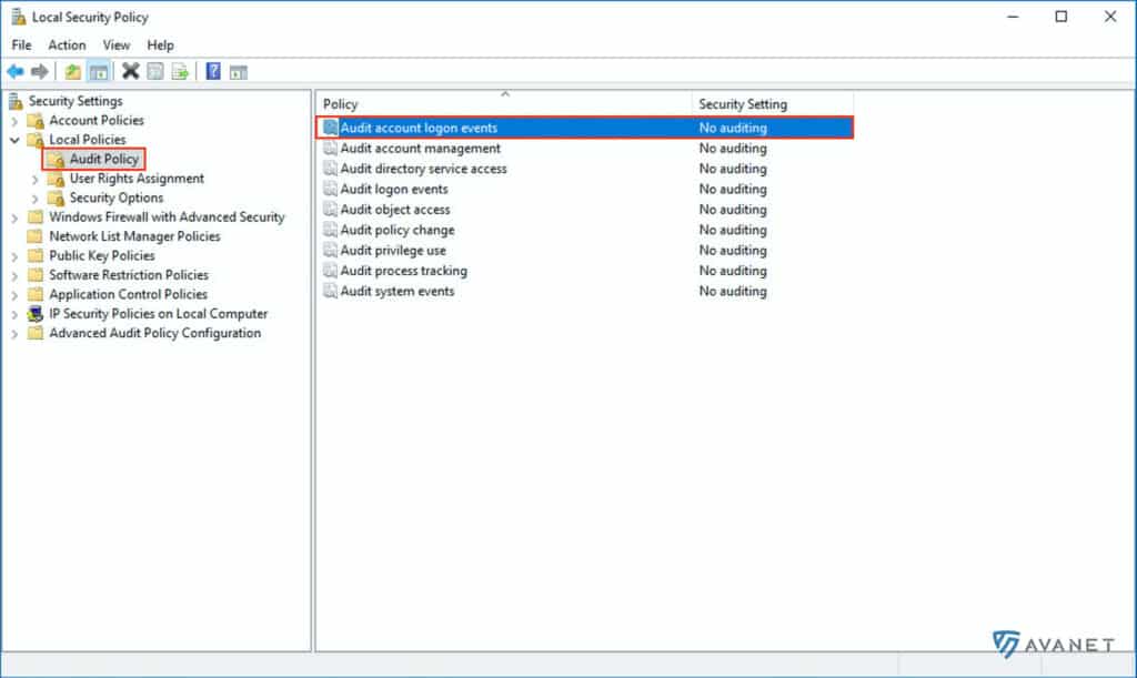 Audit account logon events Policy
