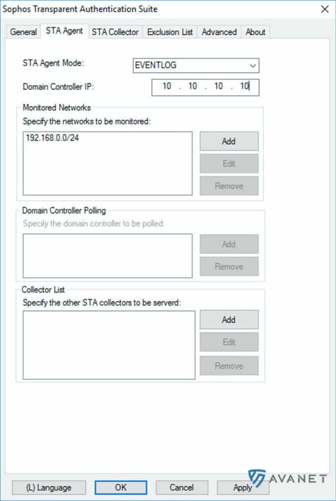 Configuration of the STA Agent