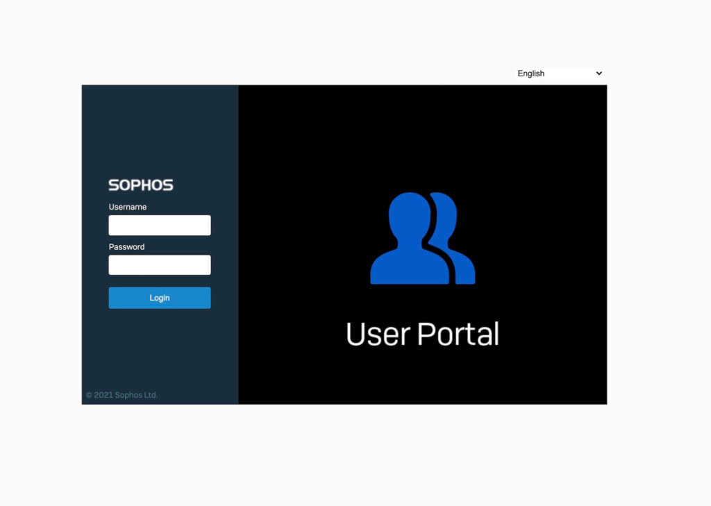 User portal login page of an XGS firewall or XG firewall