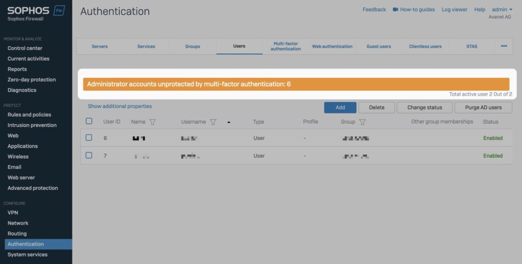 SFOS 18.5.2 MFA notification