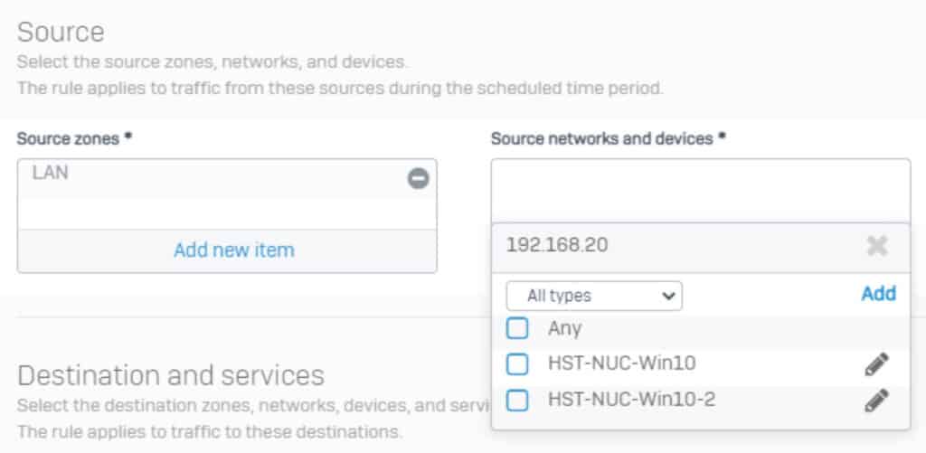 SFOS v19 Search network object