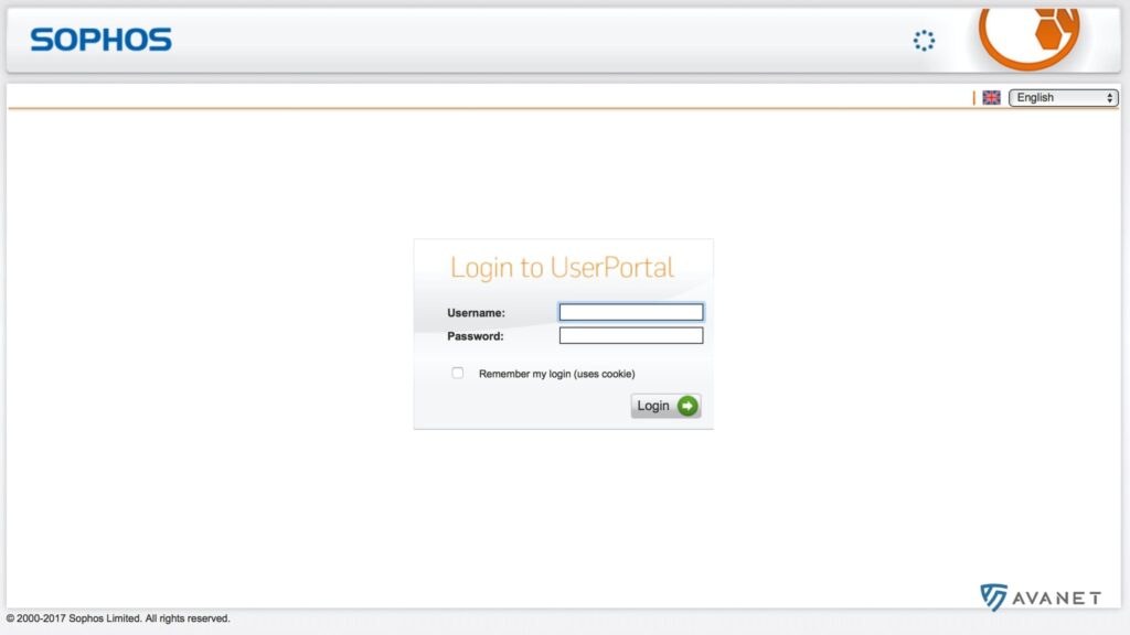 User Portal Loginseite einer UTM-Firewall