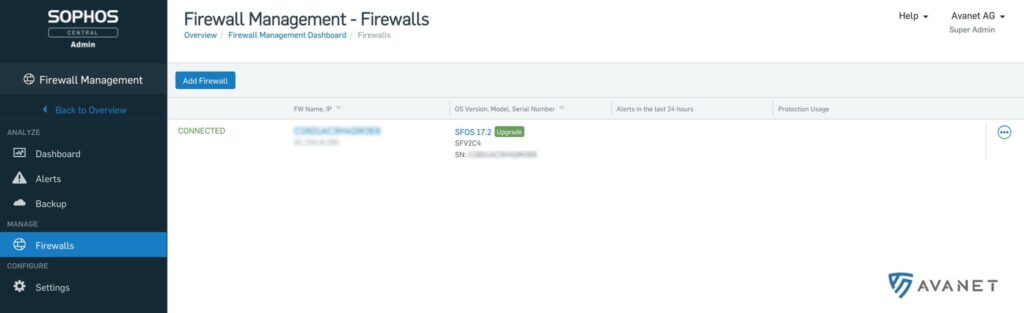 Sophos Central Firewall Manager Übersicht