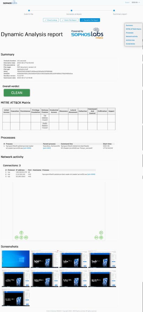 SophosLabs Intelix - Rapporto di analisi - Rapporto file dinamico