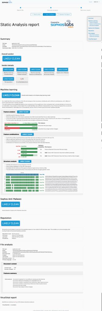 SophosLabs Intelix - Rapporto di analisi - Rapporto sui file statici