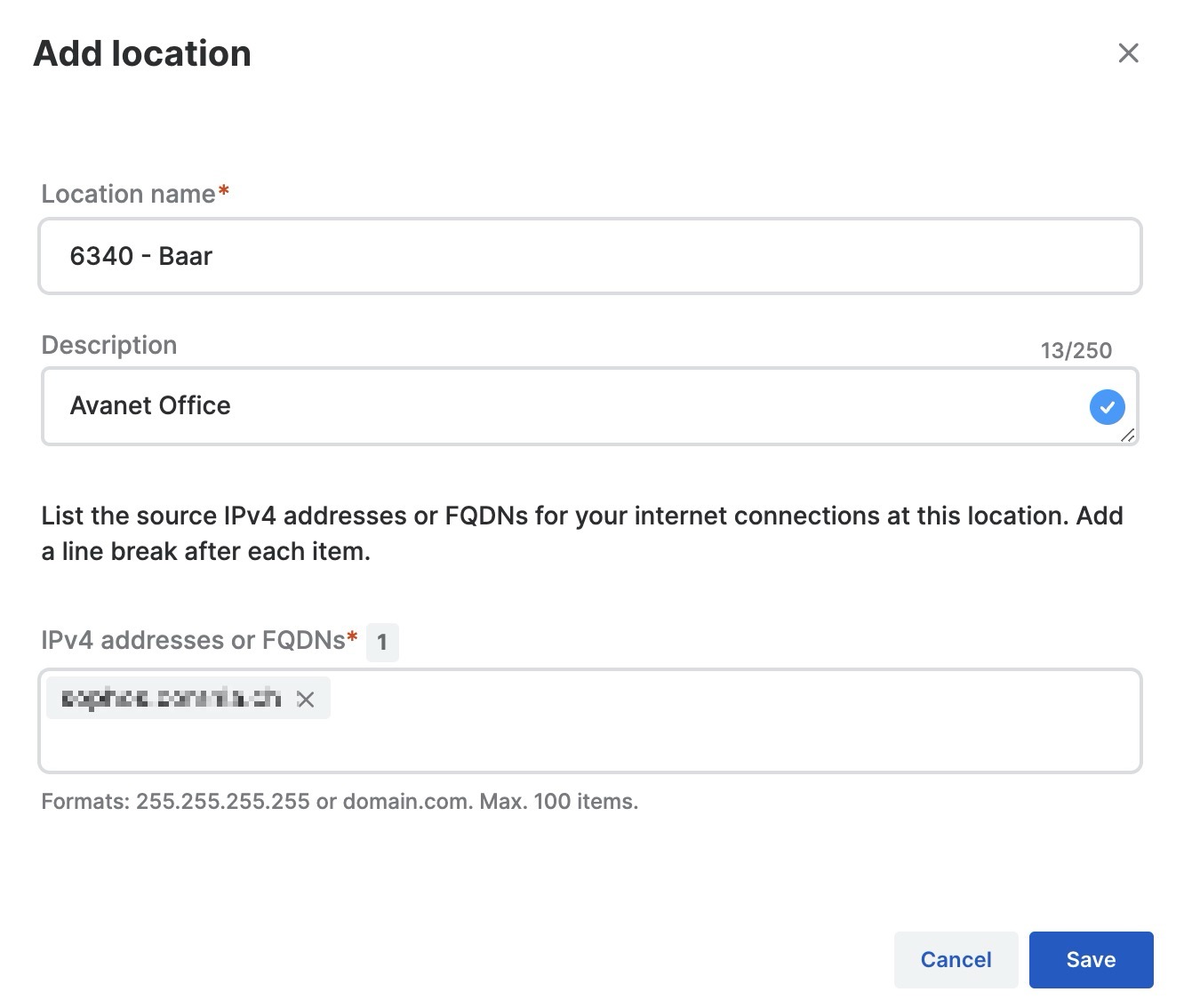 Sophos DNS Protection - Locatie toevoegen
