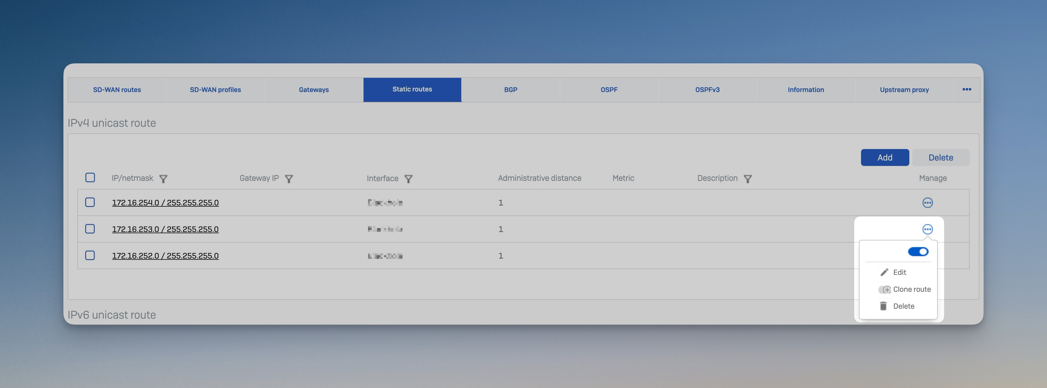 Sophos Firewall v21 - Trasa statyczna