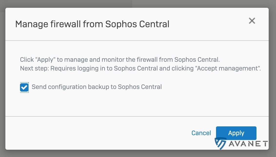 Sophos Firewall SFOS v17.5 - backup XG Firewall in Sophos Central