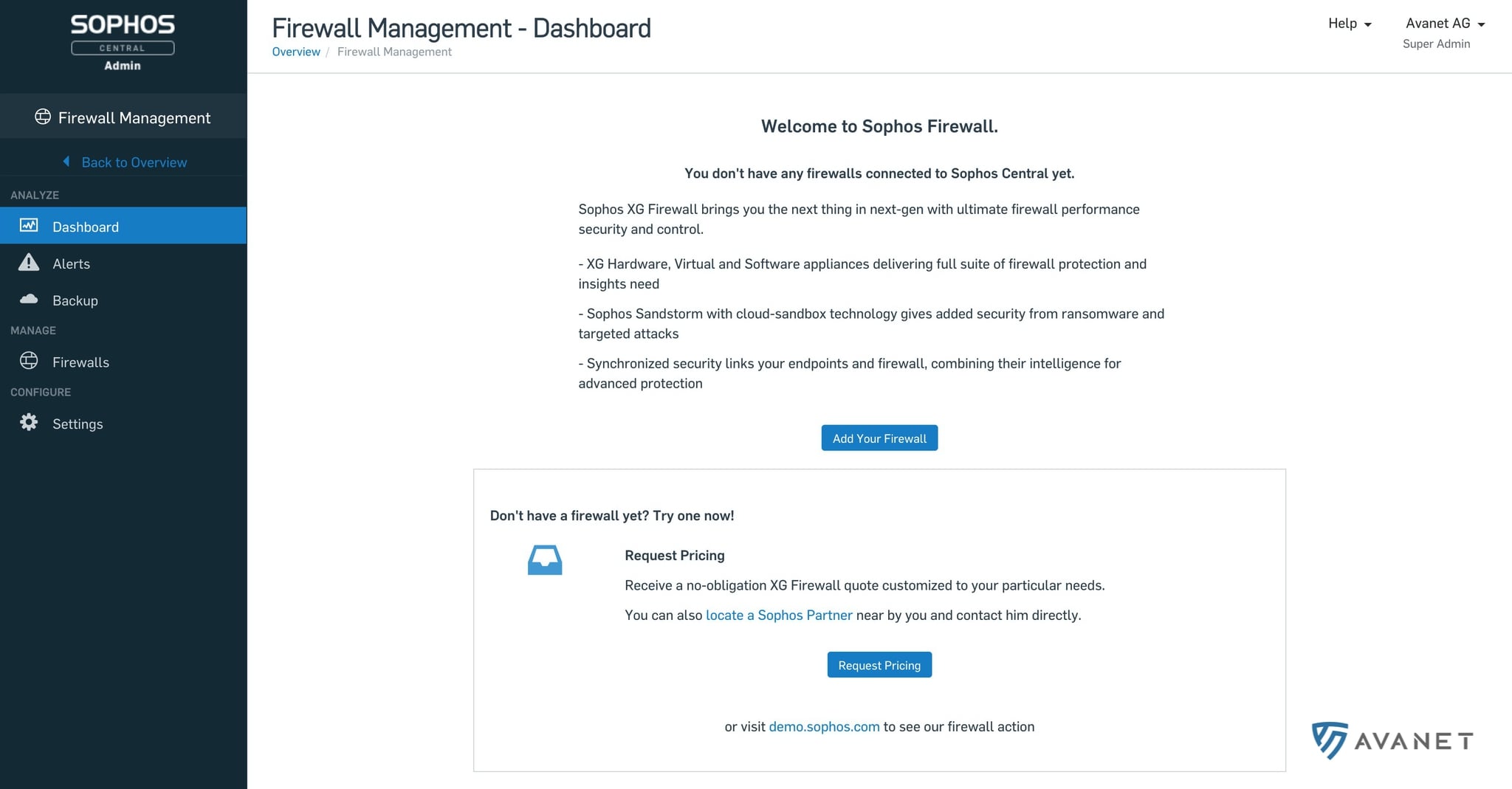 Sophos Central Firewall Manager - dashboard