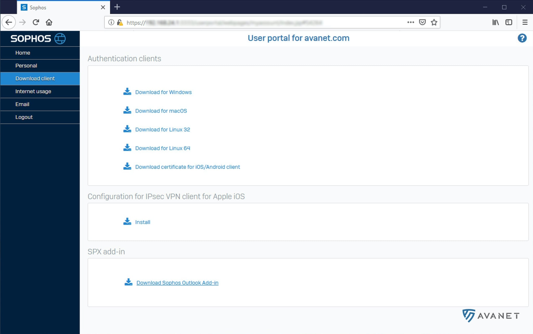 Sophos Firewall SFOS v17.5 - download Client Authentication Agent nello User Portal