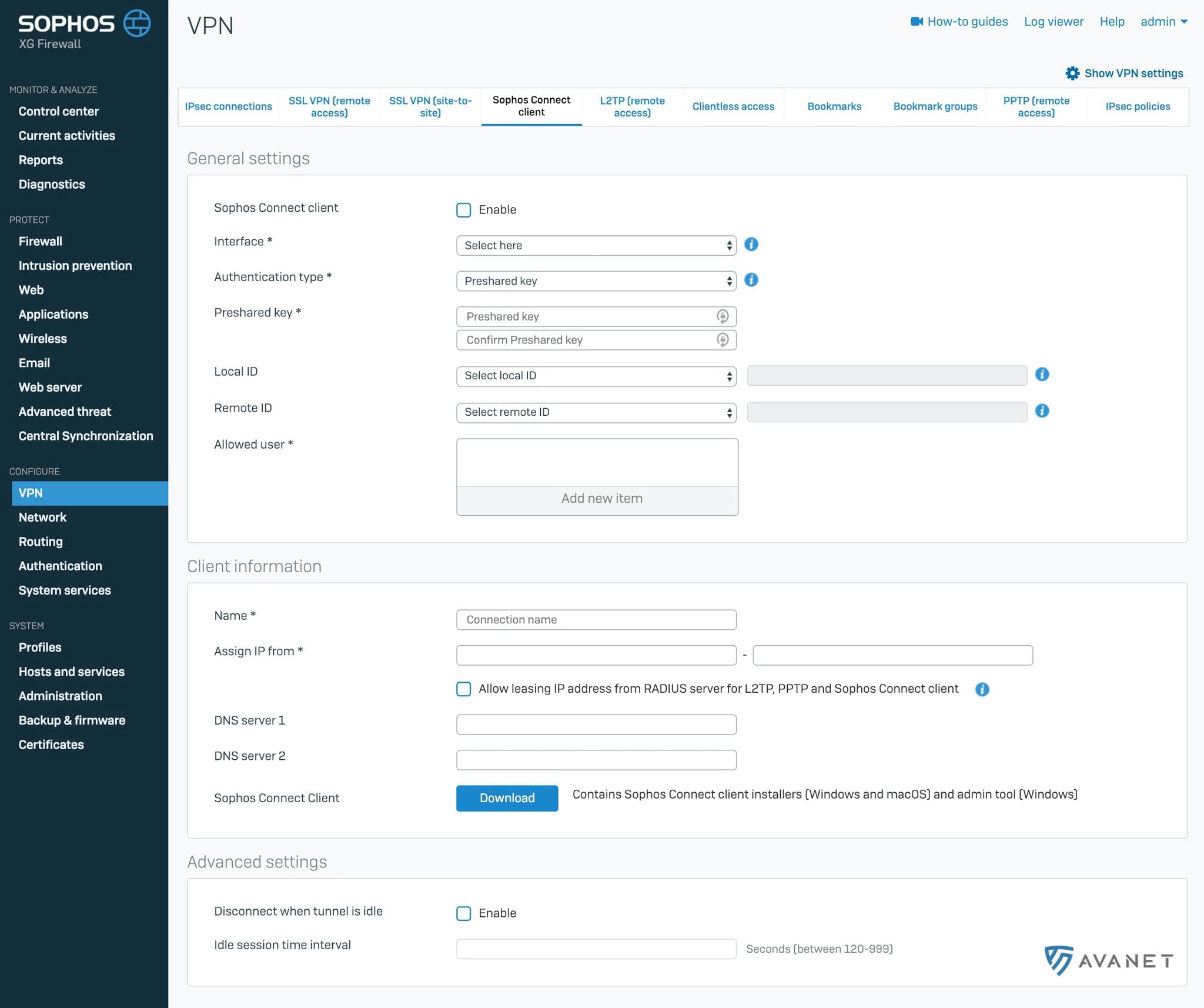 Sophos XG v17.5 - impostazioni client IPsec Sophos Connect