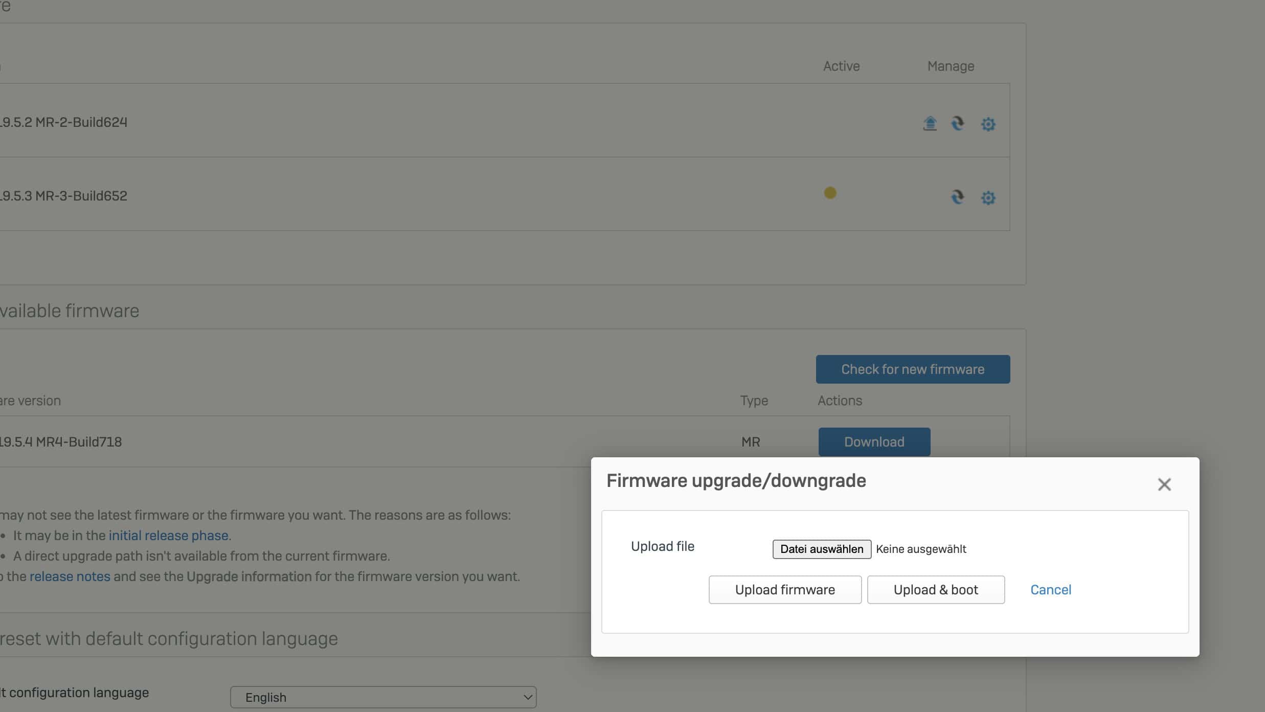 Sophos Firewall - Choose Firmware to Image