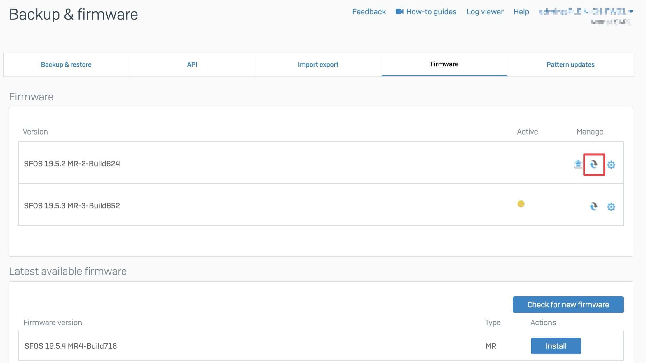 Sophos Firewall Firmware Upgrade - rollback para versão antiga