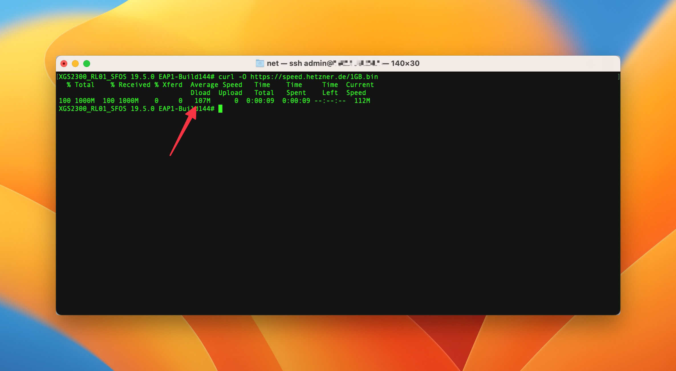 Speedtest da ligação Internet na Sophos Firewall