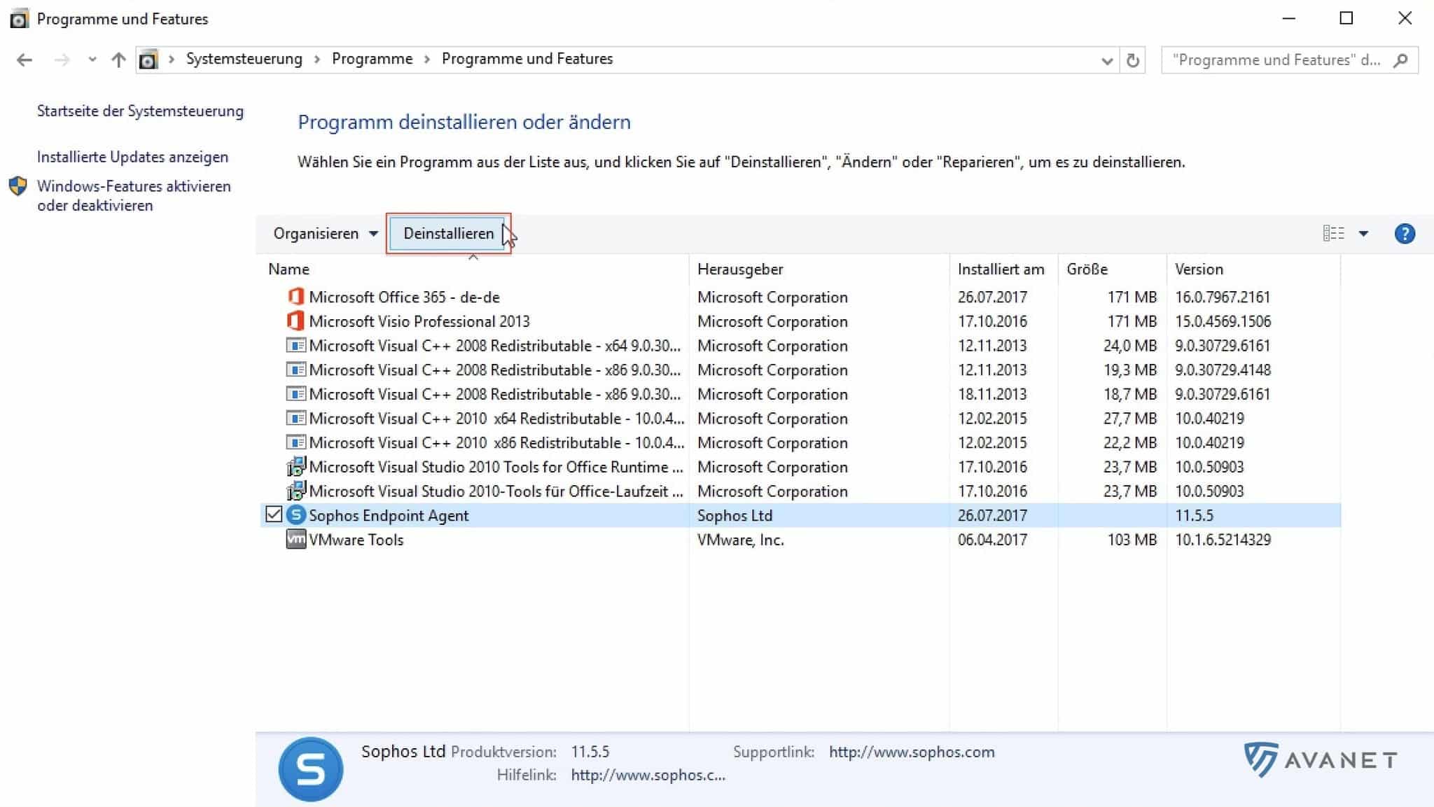 Desinstalar Sophos Endpoint Client